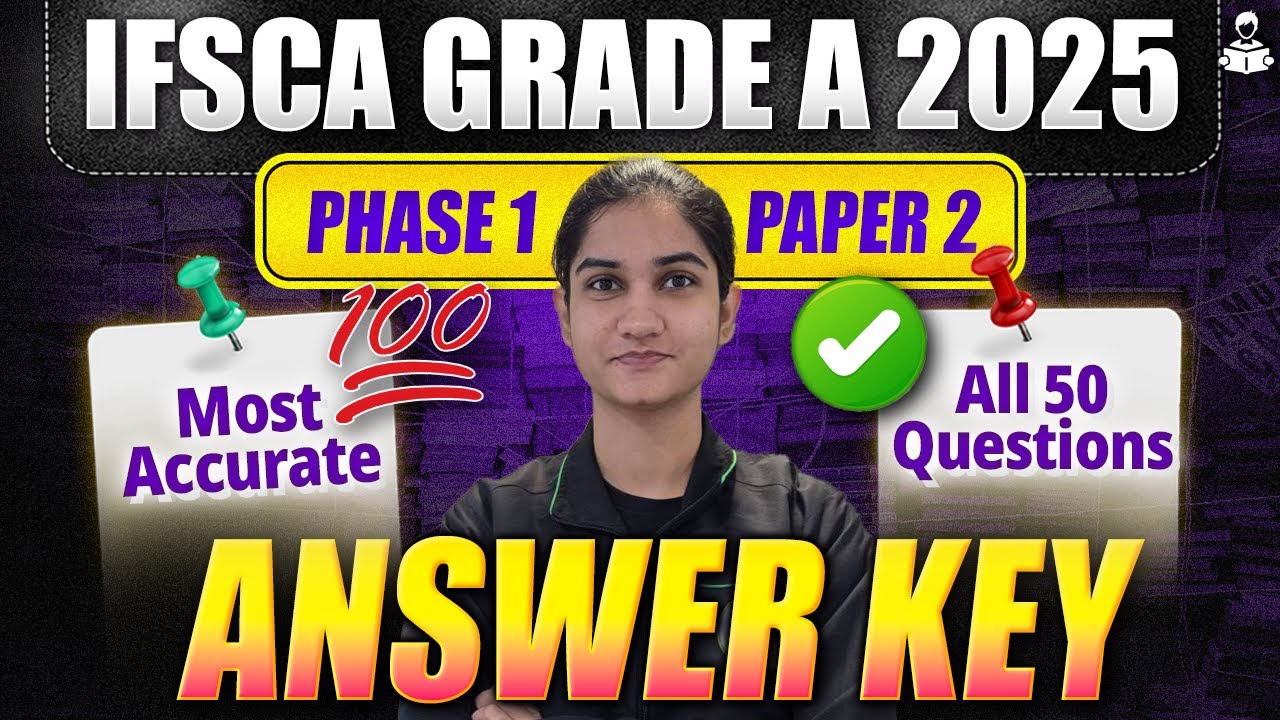 IFSCA Grade A 2025 Answer Key | IFSCA Grade A Phase-1 Paper 2 | Most Accurate | All 50 Questions