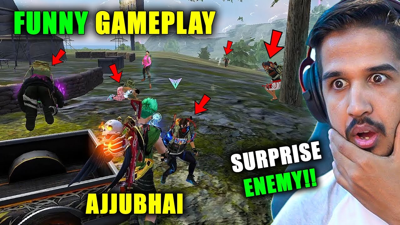 Surprise Enemy!! AJJUBHAI Funny Gameplay With Amitbhai(@DesiGamers_) - Free Fire Highlights