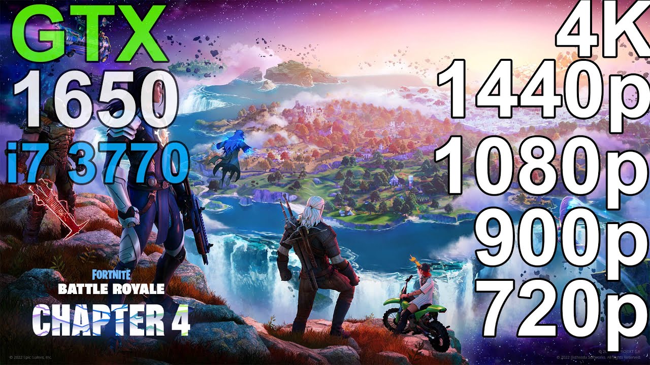 Fortnite GTX 1650 - i7 3770 - 4K, 1440p, 1080p, 900p, 720p