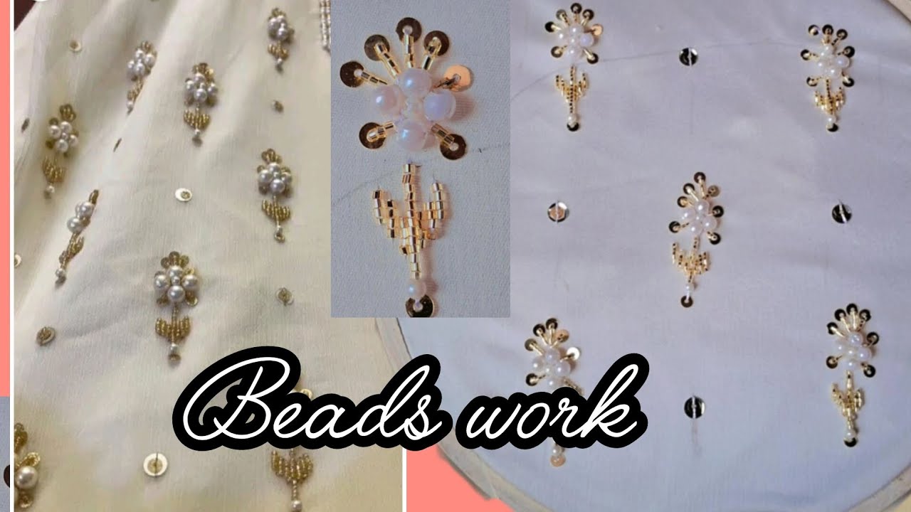 All over hand embroidery beads work | beads work easy beads sequence embroidery @aesthetic mariyam