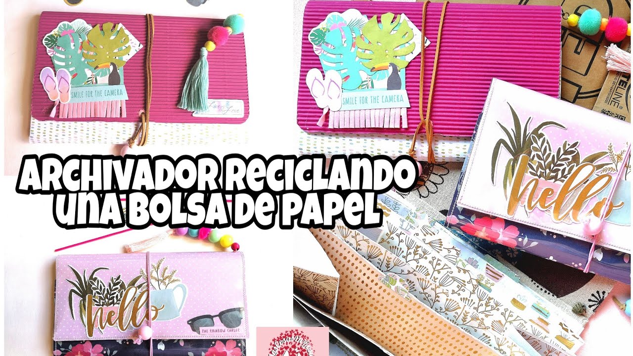 Archivadores con bolsa de papel. Snail mail. Reciclaje.Tutorial Scrapbook