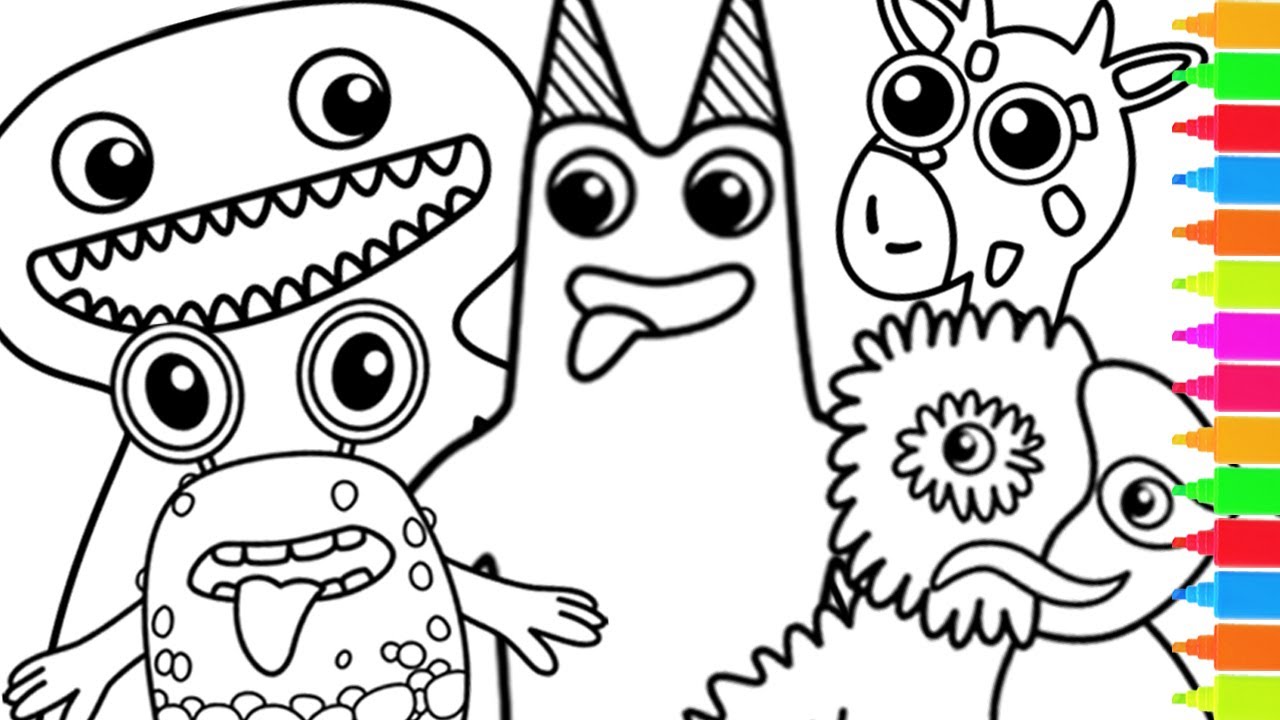 Coloring Yellow Mars, Banban, Giraffe Melman, Jumbo Josh | Garten of Banban Coloring Pages