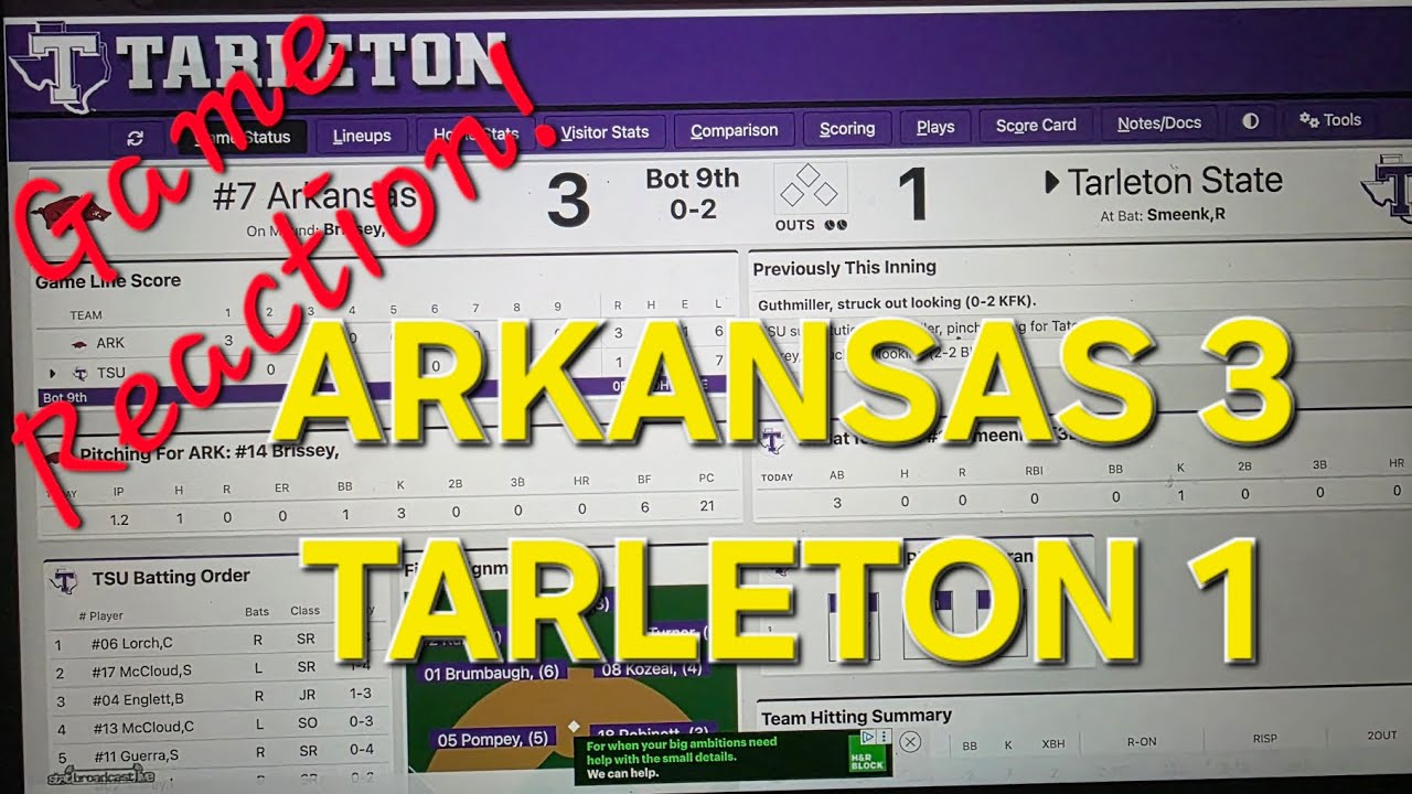 Game Reaction: Arkansas 3, Tarleton State 1. (Arkansas Baseball)
