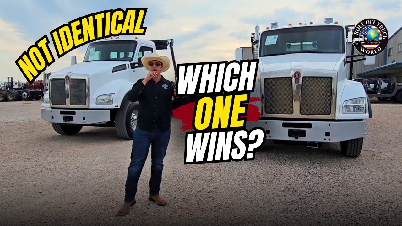 Twin Kenworth T880 Roll-Off Trucks: Tri-Axle vs Tandem Walkaround