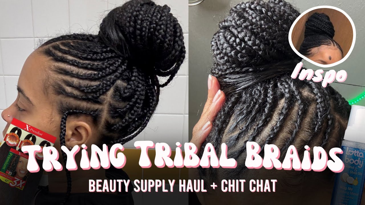 Trying Tribal Braids on Myself | Ft. Outre ✨