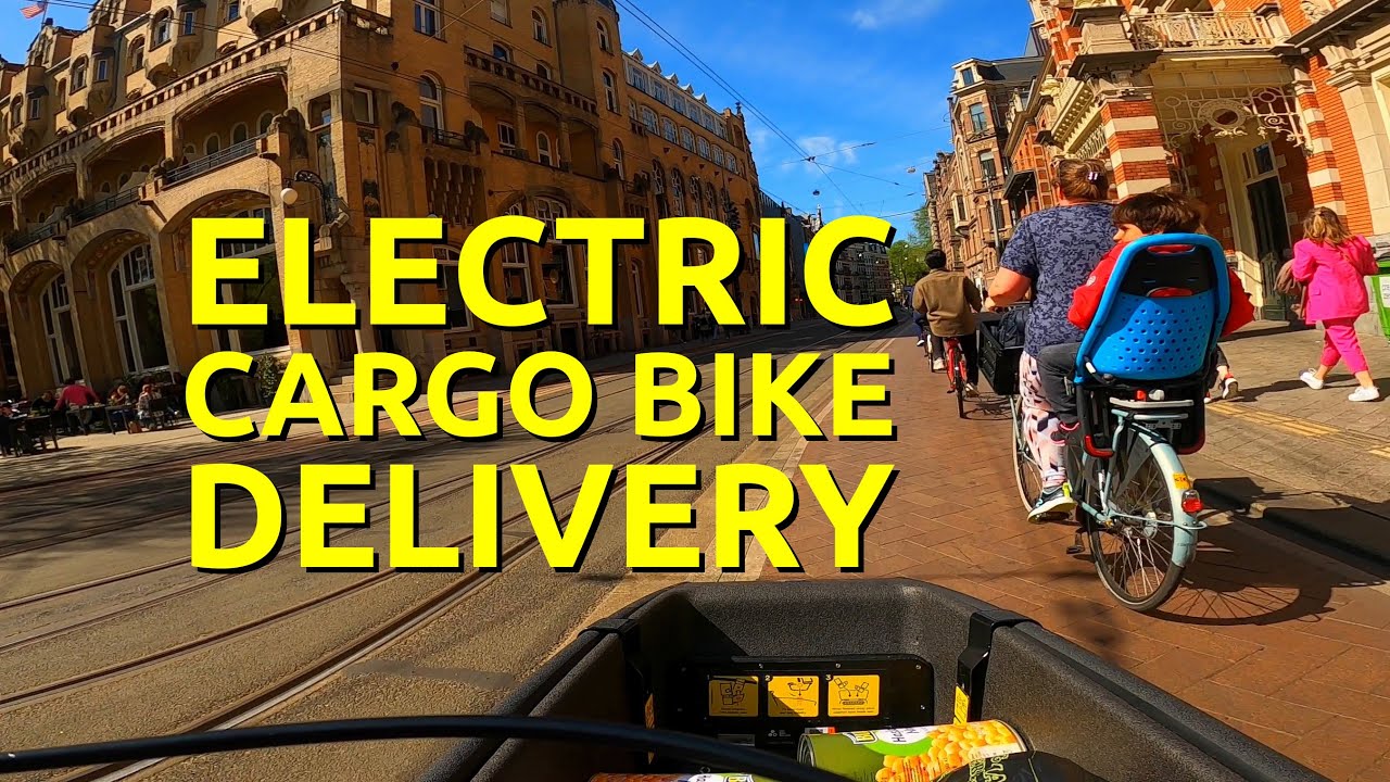 Making a delivery on an electric cargo bike in Amsterdam