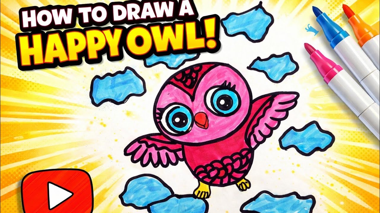 How To Draw a Happy Owl 🦉/Little Art Studio 