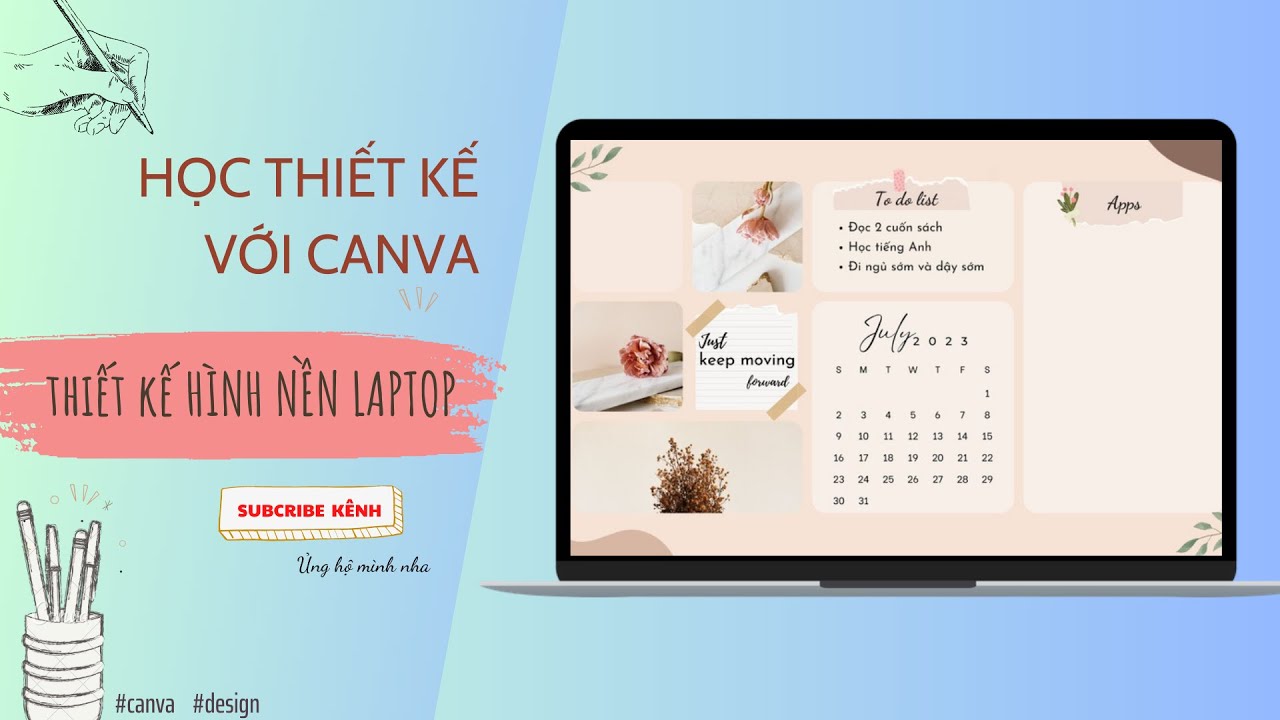 Tự Học Canva | #3| FREE TEMPLATE | Thiết kế hình nền laptop bằng Canva | Aesthetic Wallpaper