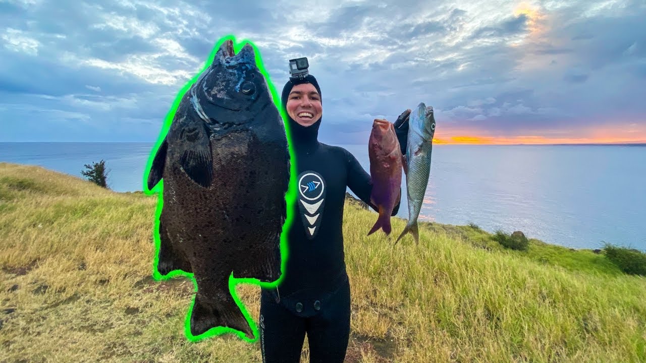 Spearfishing Hawaii Knife Jaw Catch and Cook + Sashimi Taste Test