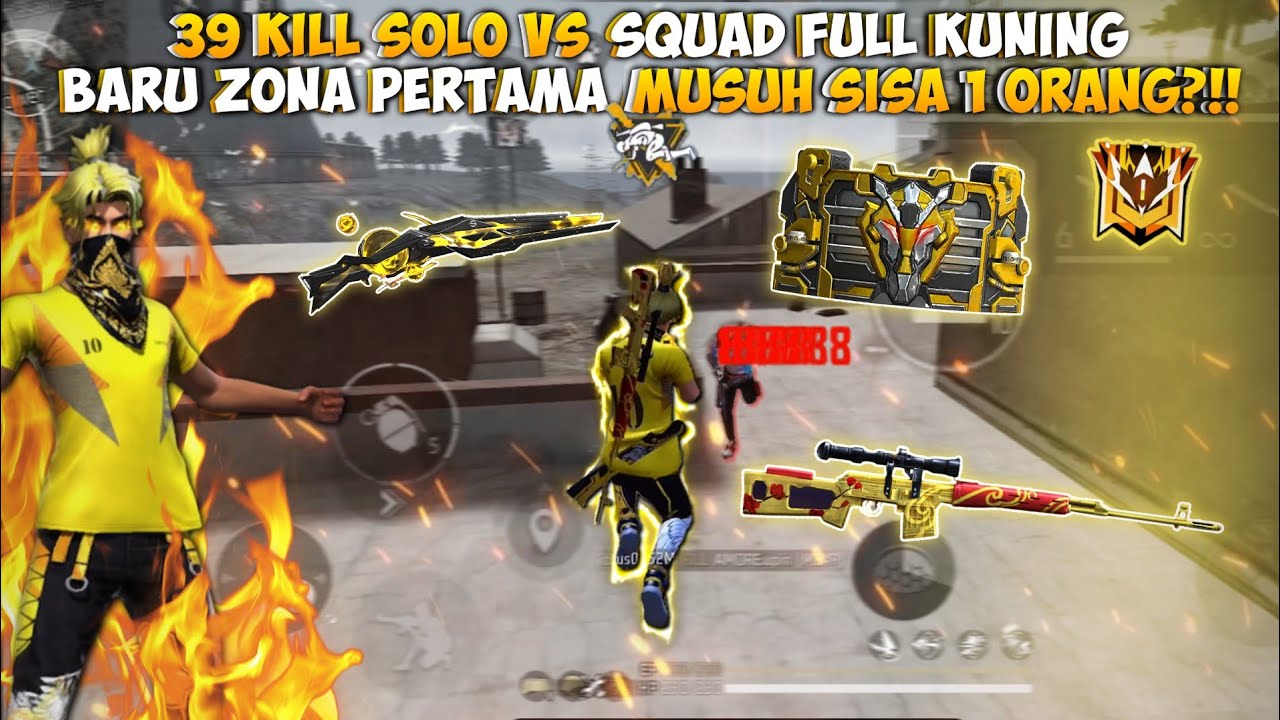39 KILL SOLO VS SQUAD FULL KUNING!! MATCH PALING BAR BAR!! ZONA PERTAMA MUSUH SISA 1 ORANG!!