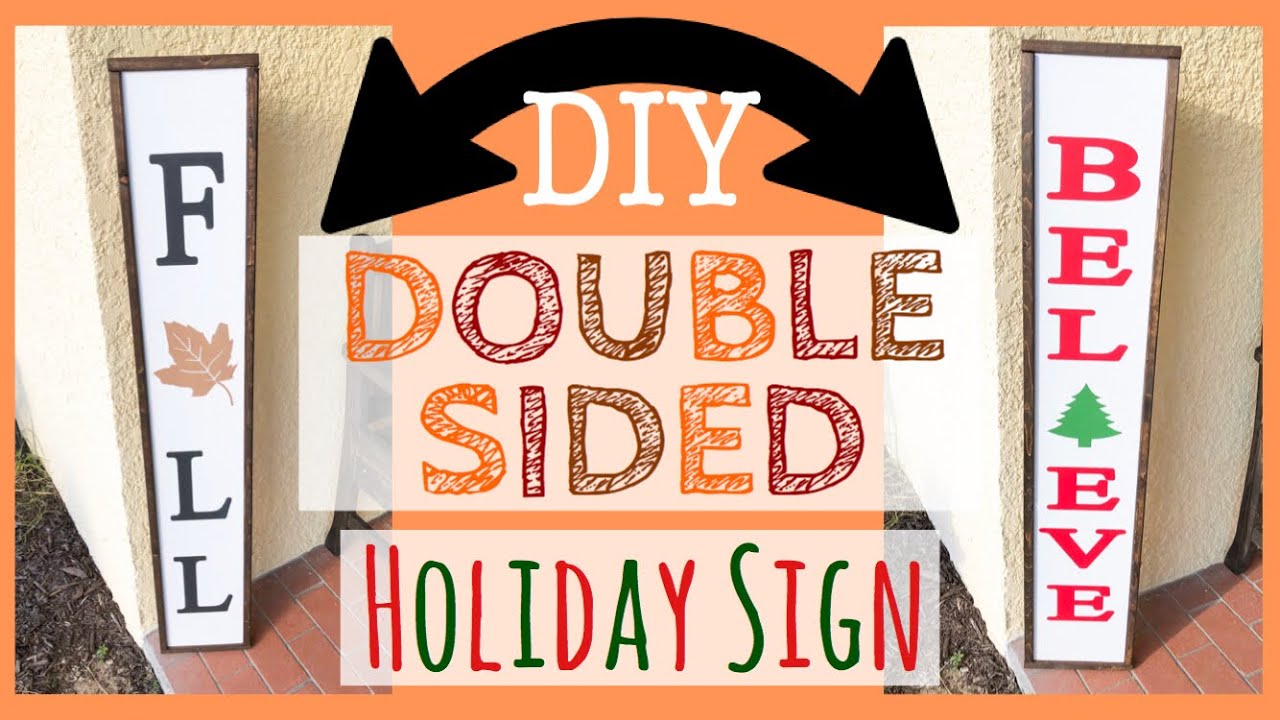 DIY FALL FARMHOUSE PORCH SIGN | DOUBLE SIDED HOLIDAY SIGN | PORCH DECOR | SILHOUETTE CAMEO CRAFT