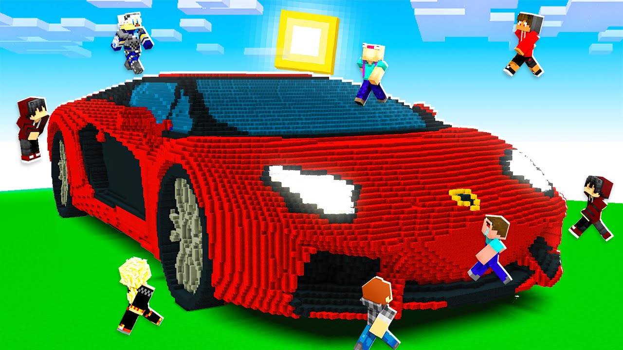 Итак, я запер 100 детей в гигантской машине Lamborghini! (Minecraft)