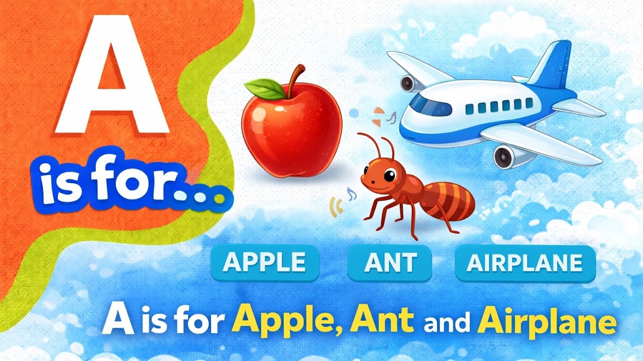 A for Apple 🍎 | A for Ant 🐜 | A for Airplane ✈️ | ABC Alphabet Learning for Kids & Toddlers