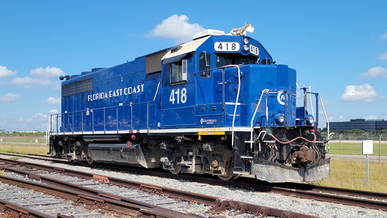 Beautiful Florida East Coast GP40-2 locomotive seen in Miami