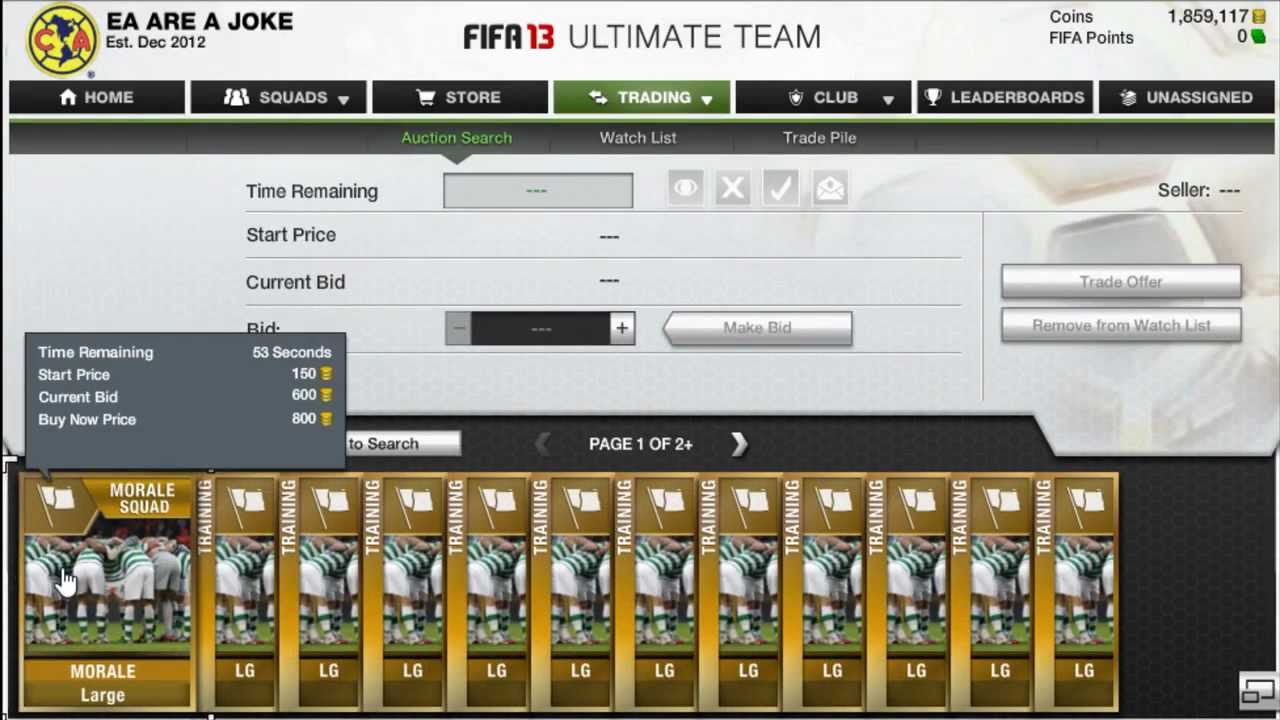 How To Trade - Squad Morale Method | FIFA 13 Ultimate Team | Coin Making Tutorial