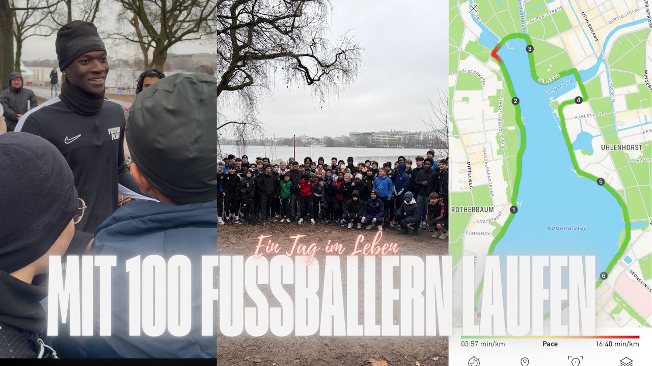 Mit 100 Fußballern Laufen 