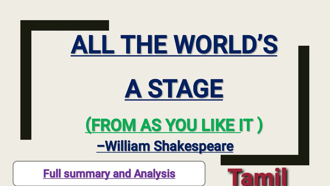All the World's a Stage by William Shakespeare |Class 12 | As You Like It | Poem