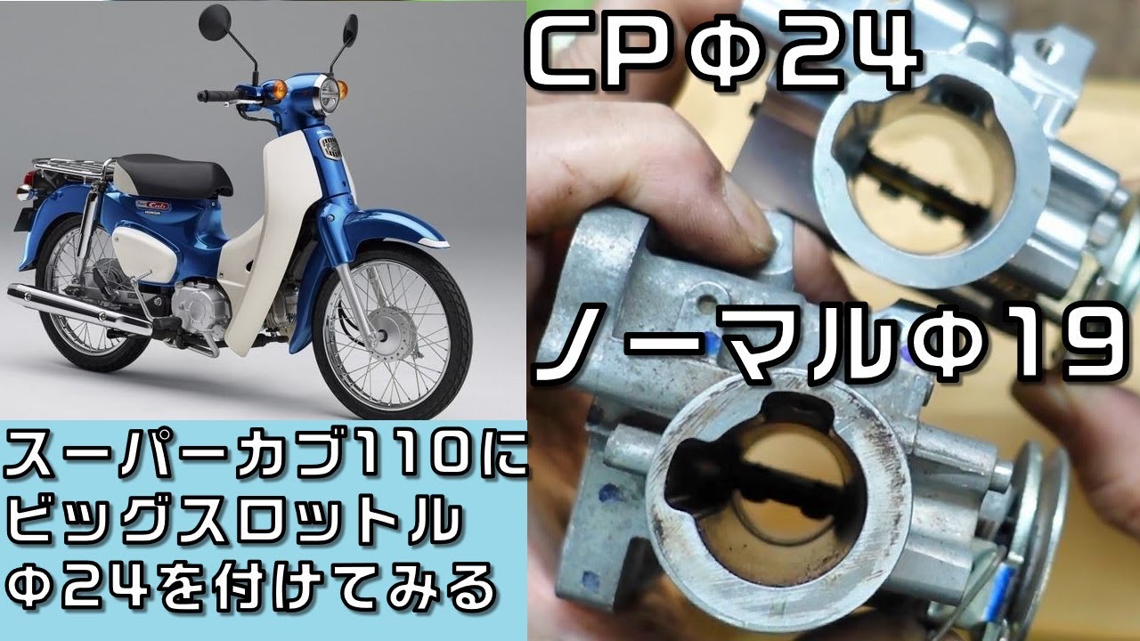 ビッグスロットルΦ24クリッピングポイント製 +ZEEK青蘭マフラーを試してみる件　スーパーカブ110を速くしたい件第3話