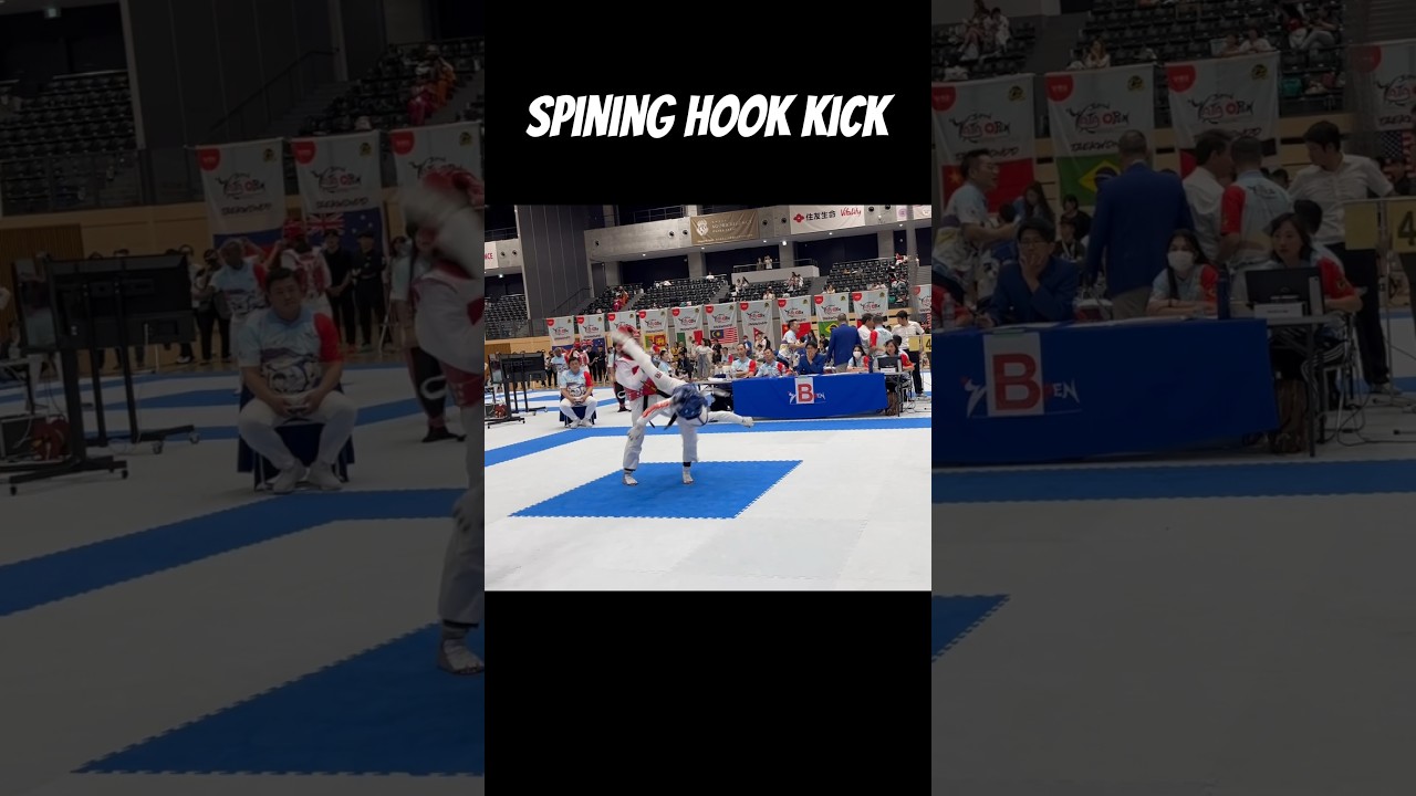spinning hook kick🔥taekwondo kid👣YUMA TANI🇯🇵Sailus榊原道場 テコンドー 谷侑馬#tkd #spinning #kick #sparring