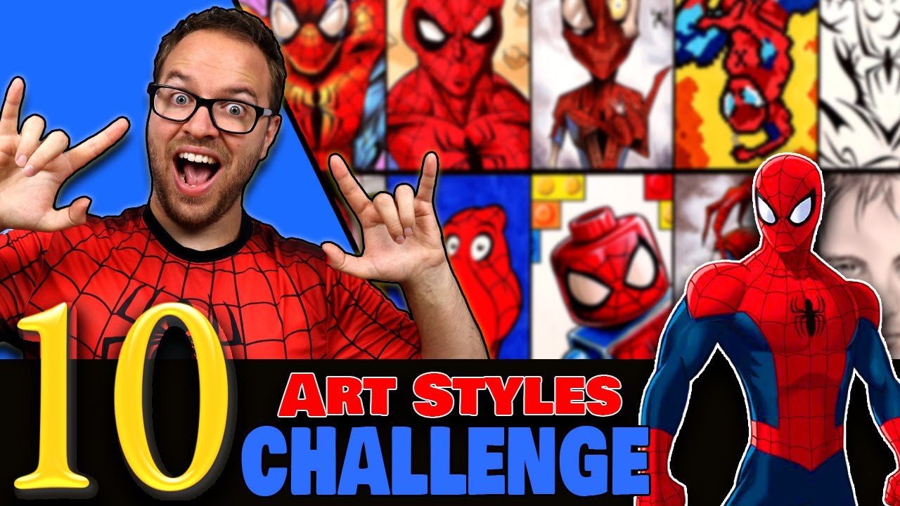 Drawing in 10 DIFFERENT STYLES..? | Art Styles SWAP Challenge | Spider-Man