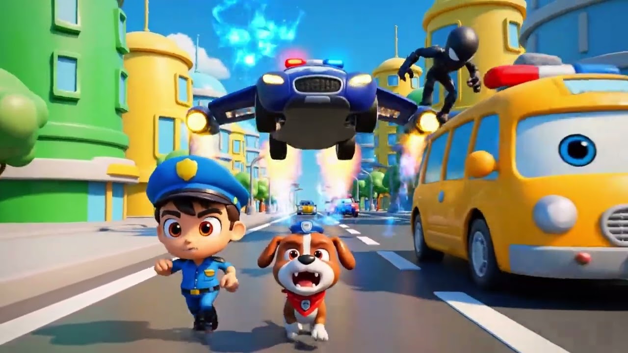 🚓 Super Police Car vs Tricky Thief! 🚨 Police Rescue Team & Safety Songs for Kids