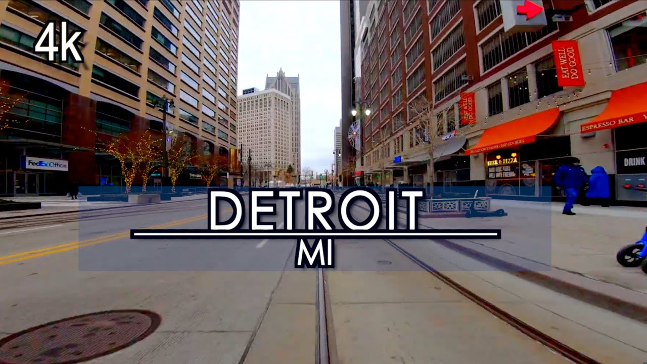 【4k】Detroit Downtown, MI USA Driving Tour ( 46 minutes) | 4k l UHD 4k