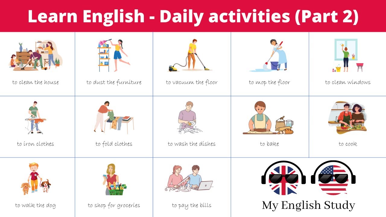 Learn English Vocabulary Fast |  Lesson 7 - Daily activities (Part 2)