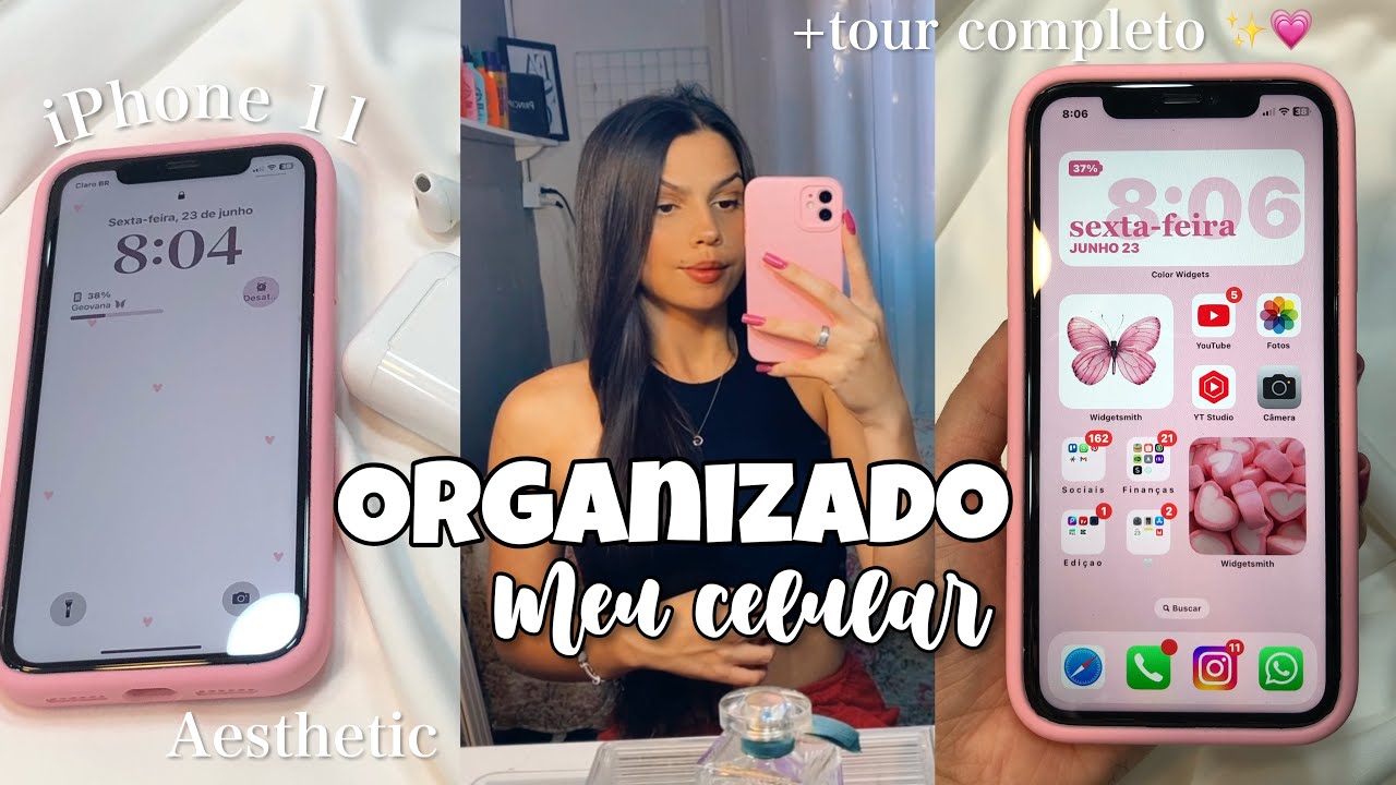 ORGANIZADO MEU CELULAR NOVO DO ZERO 🤍✨ | iPhone 11