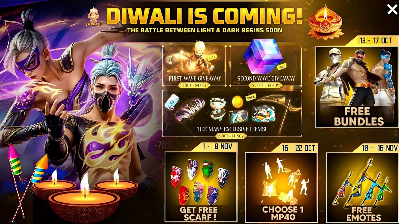 Diwali Free Magic Cube Event💥, M1014 Return, Electric Shock Bundle Return | Free Fire New Event