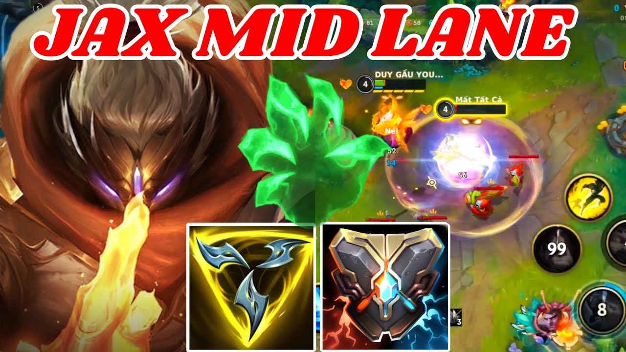 TỐC CHIẾN WILD RIFT | TOP 1 JAX đi mid vs Jayce cực dễ, làm trùm map Tốc Chiến 5.3B
