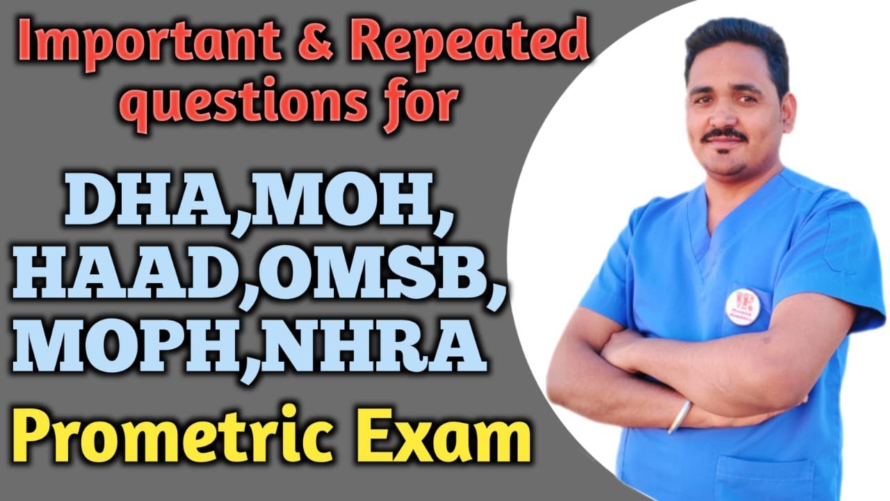 Important and Repeated questions for DHA, MOH, HAAD, OMSB, MOPH, NHRA Prometric Exam #prometricexam