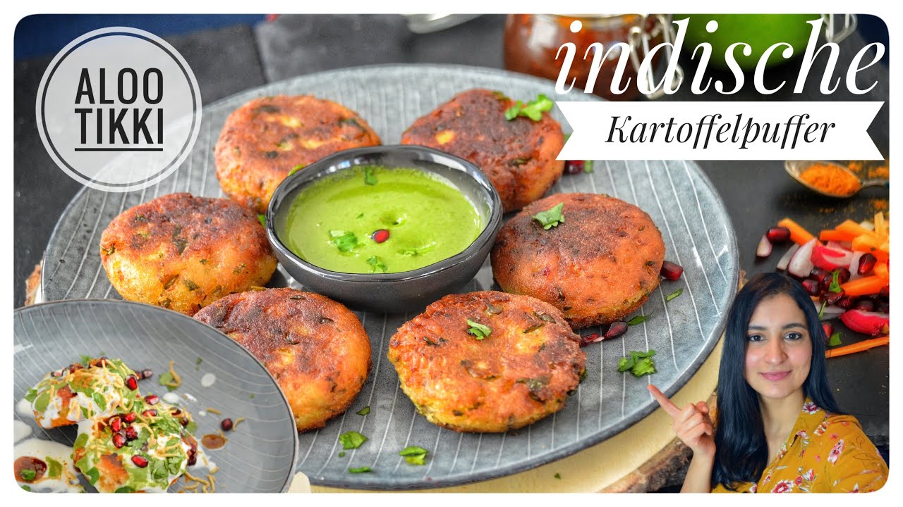INDISCHE KARTOFFELPUFFER🍠💚 - ALOO TIKKI -  vegetarisches Rezept - indische Gerichte