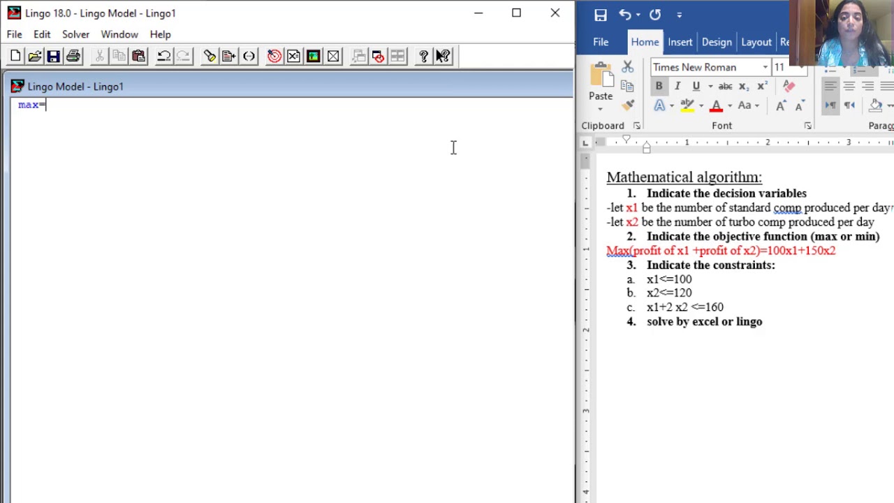How to solve linear optimization problems using Lingo?