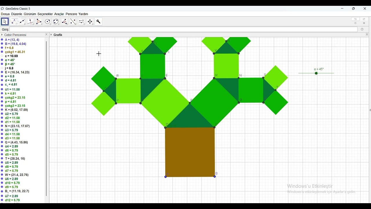 GeoGebra - Ağaç Fraktalı