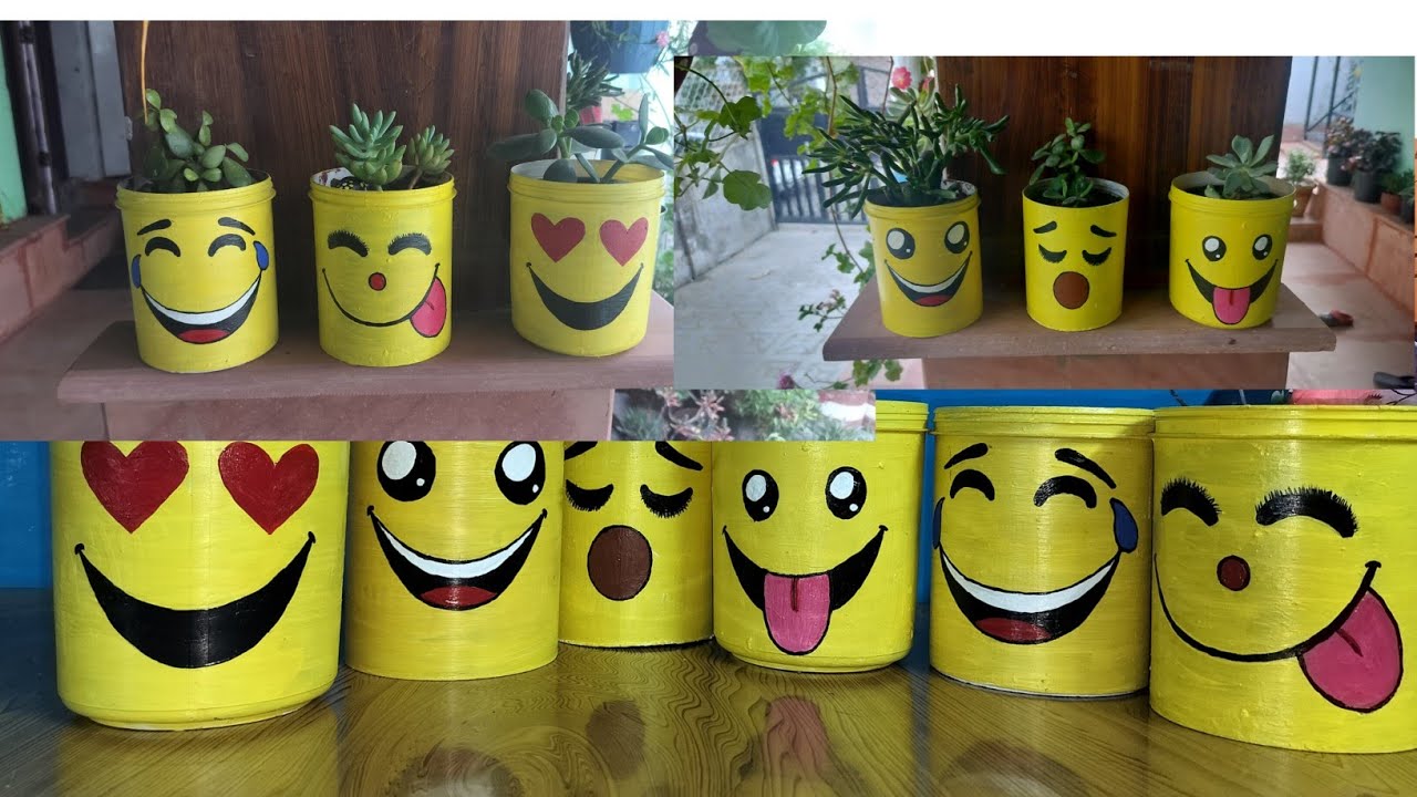 DIY Planters/ Making Planters Out Of Waste // Emoji Flower Pot
