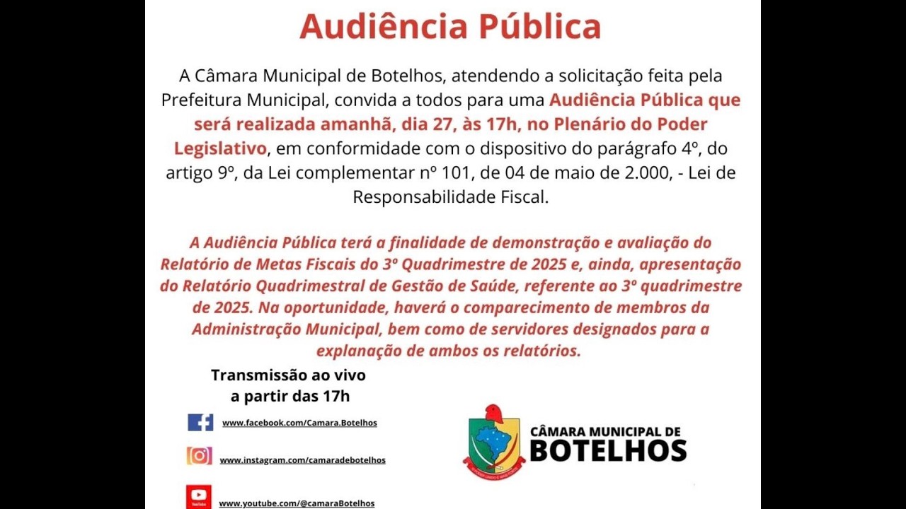 Audi&ecirc;nciaPublica | C&acirc;mara municipal de Botelhos 2026