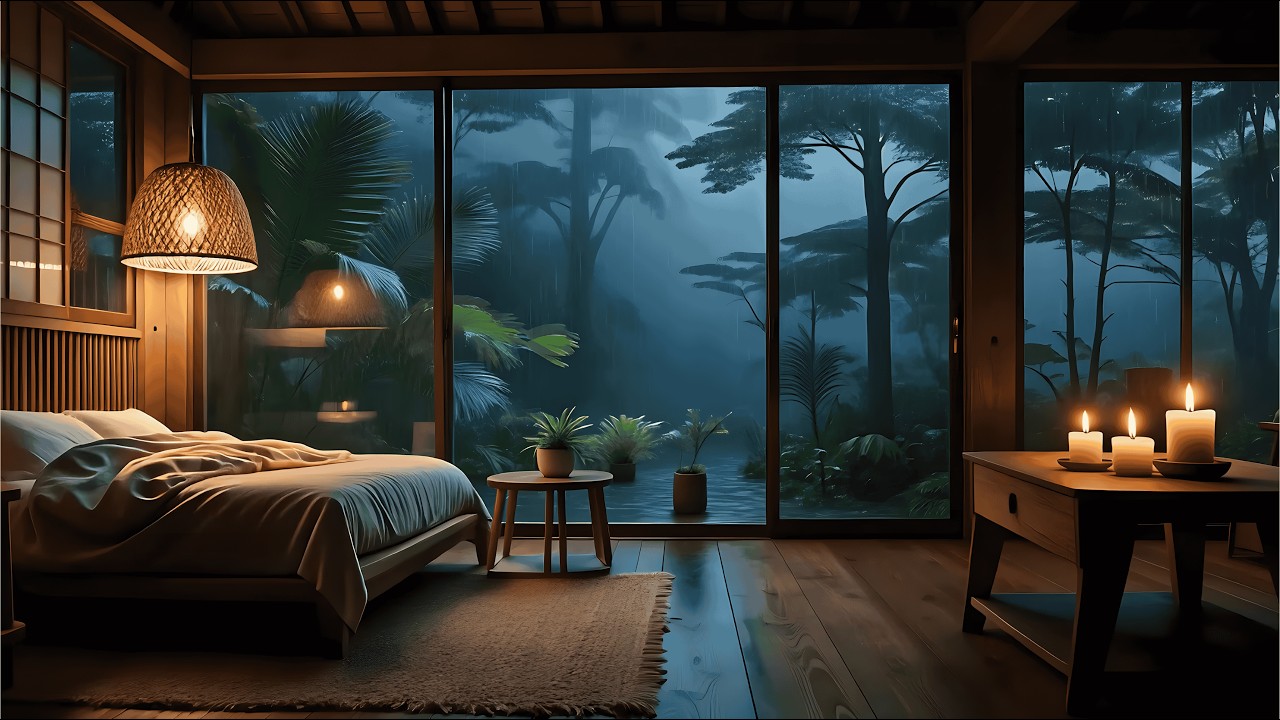 Soothing Piano with Calm Midnight Rain | Peaceful Sleep Music for Deep Rest and Night Relaxation