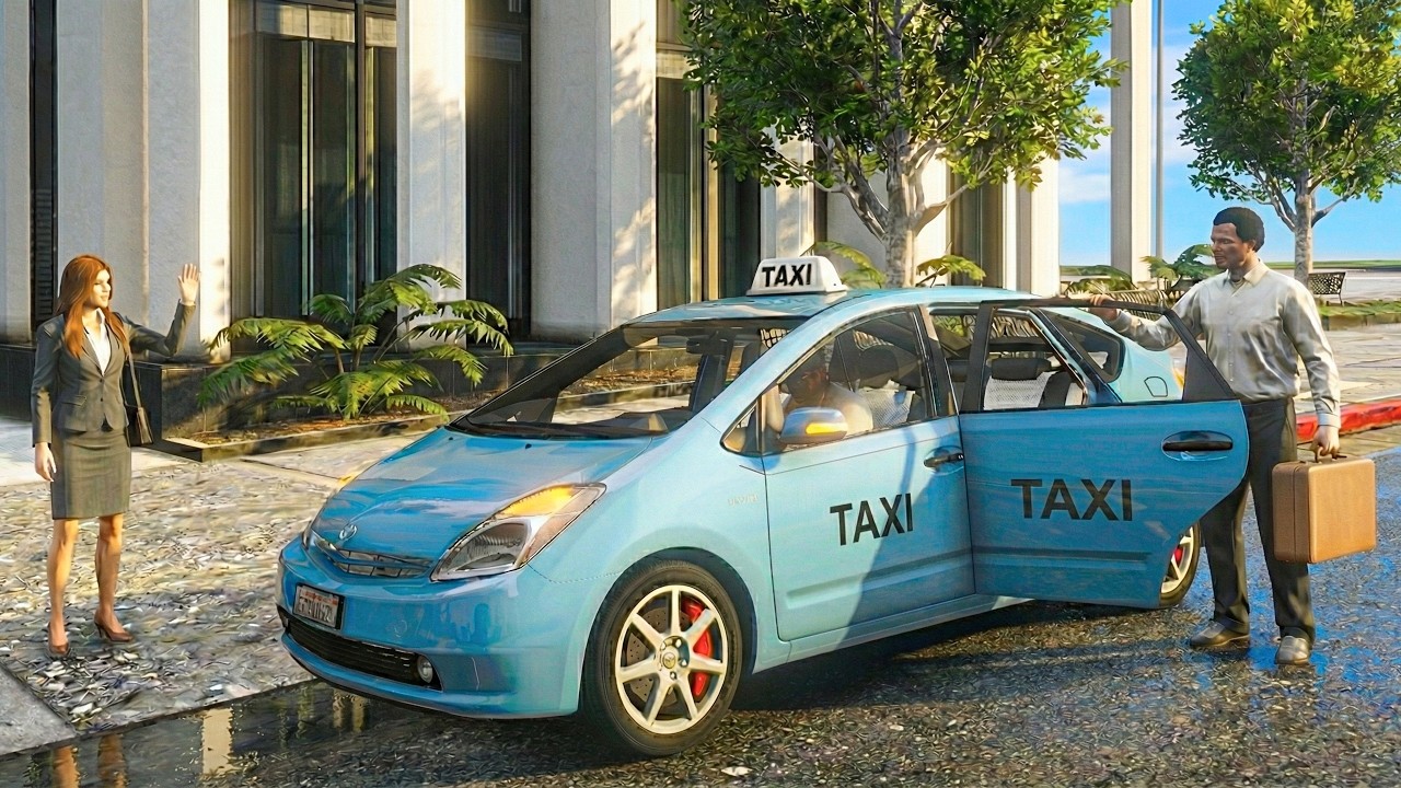 GTA 5 - Realistic Taxi Driver Job in Toyota Prius | POV Drive