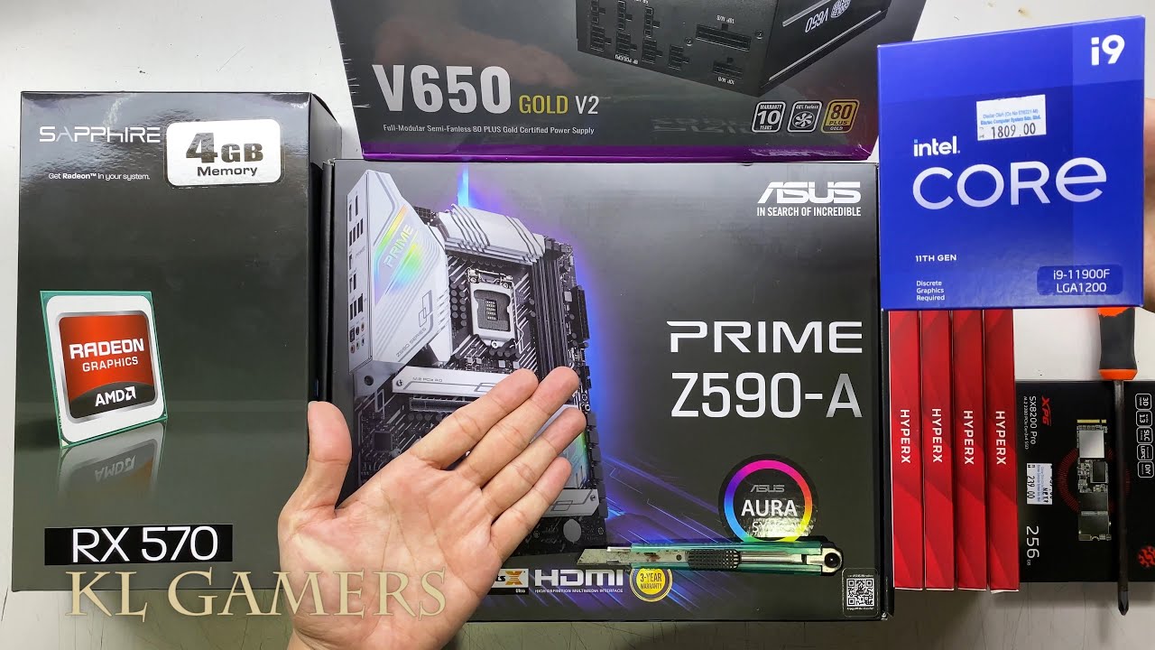 intel Core i9 11900F ASUS PRIME Z590-A RADEON RX570 Q500L Gaming PC Build