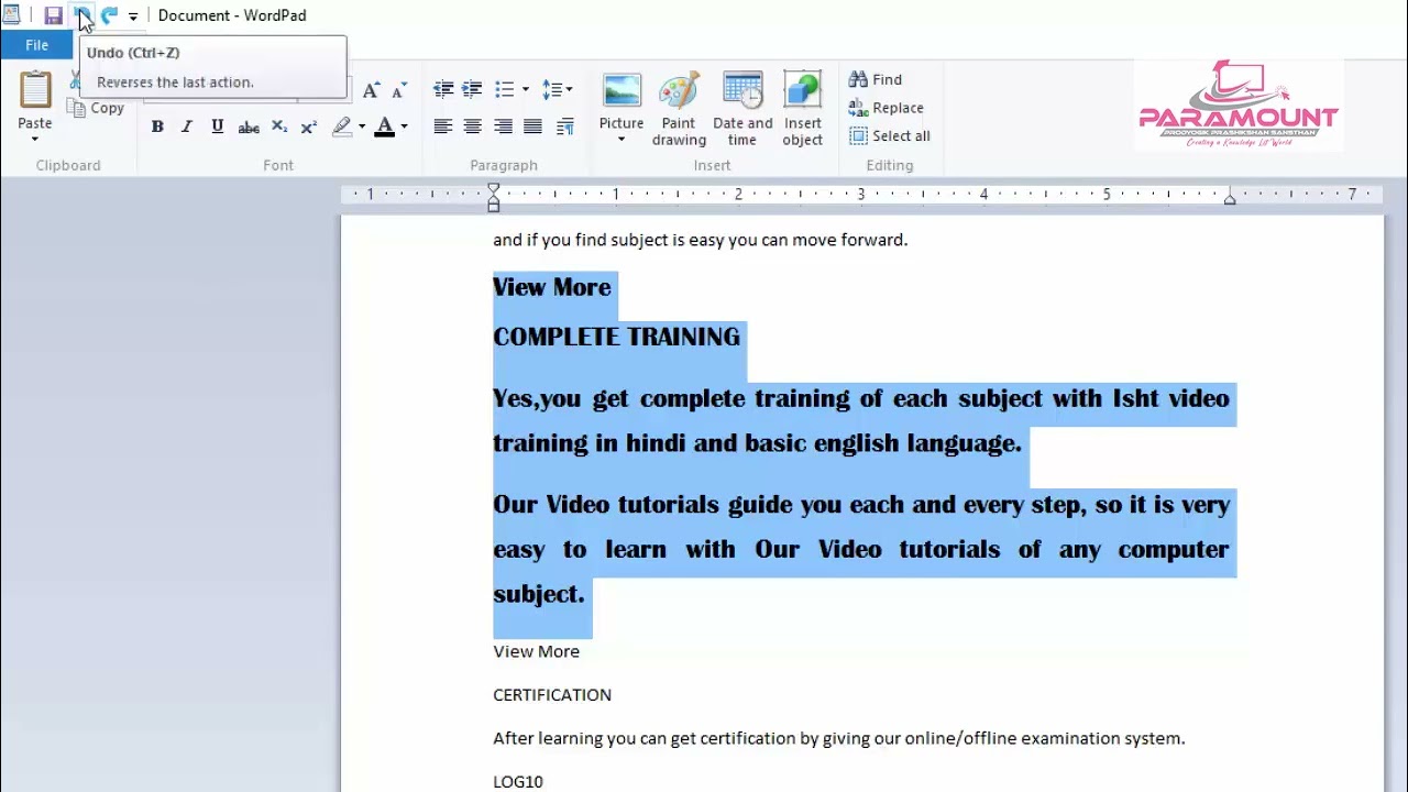 21 MICROSOFT WORDPAD APP MENU SECTION WIN 10
