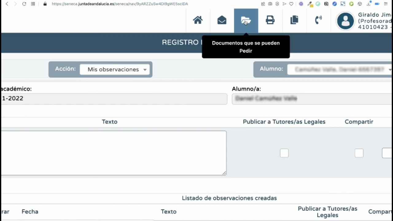 Séneca | Generar observaciones vinculadas a la evaluación y enviadas al punto de recogida