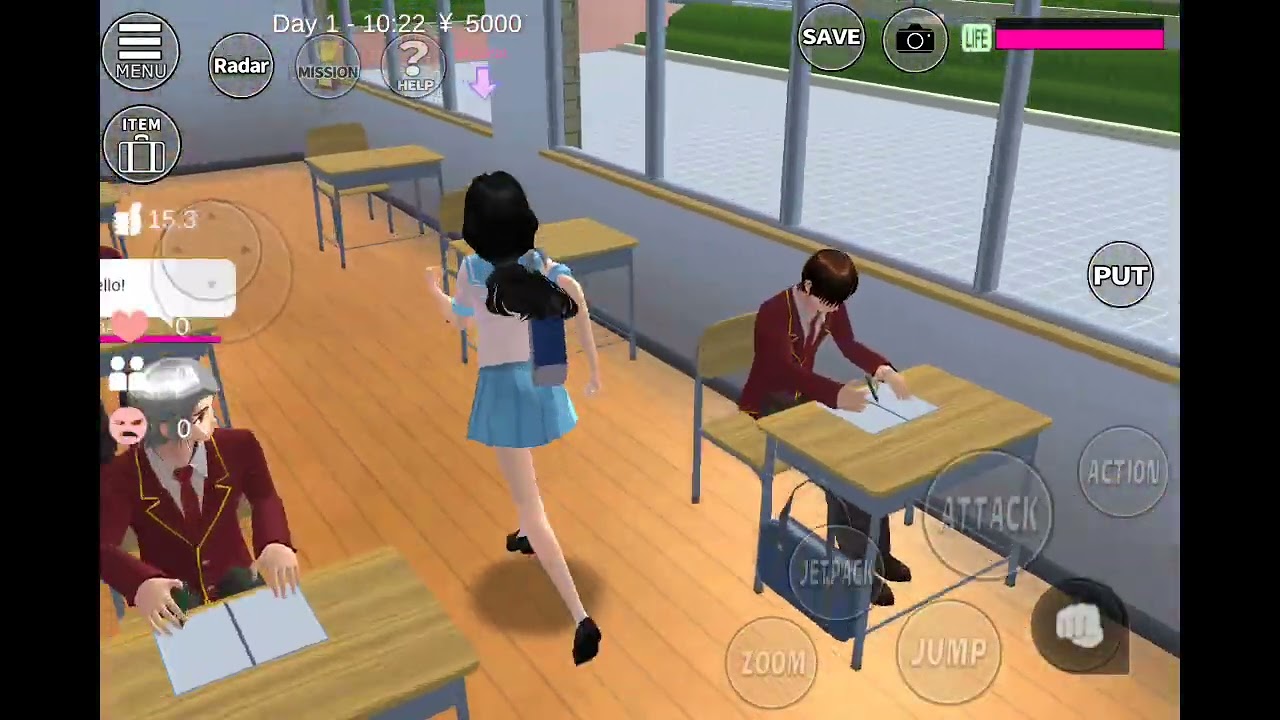 Sakura school but I accidentally wake up in the school at night😰