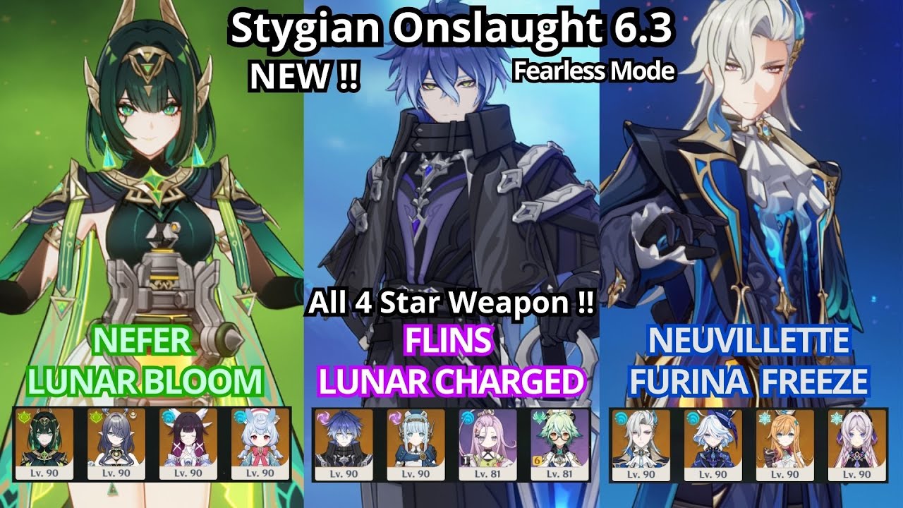 NEW ENEMY !! C0 Nefer x Flins x Neuvillette - Fearless Mode - Stygian Onslaught 6.3 Genshin Impact