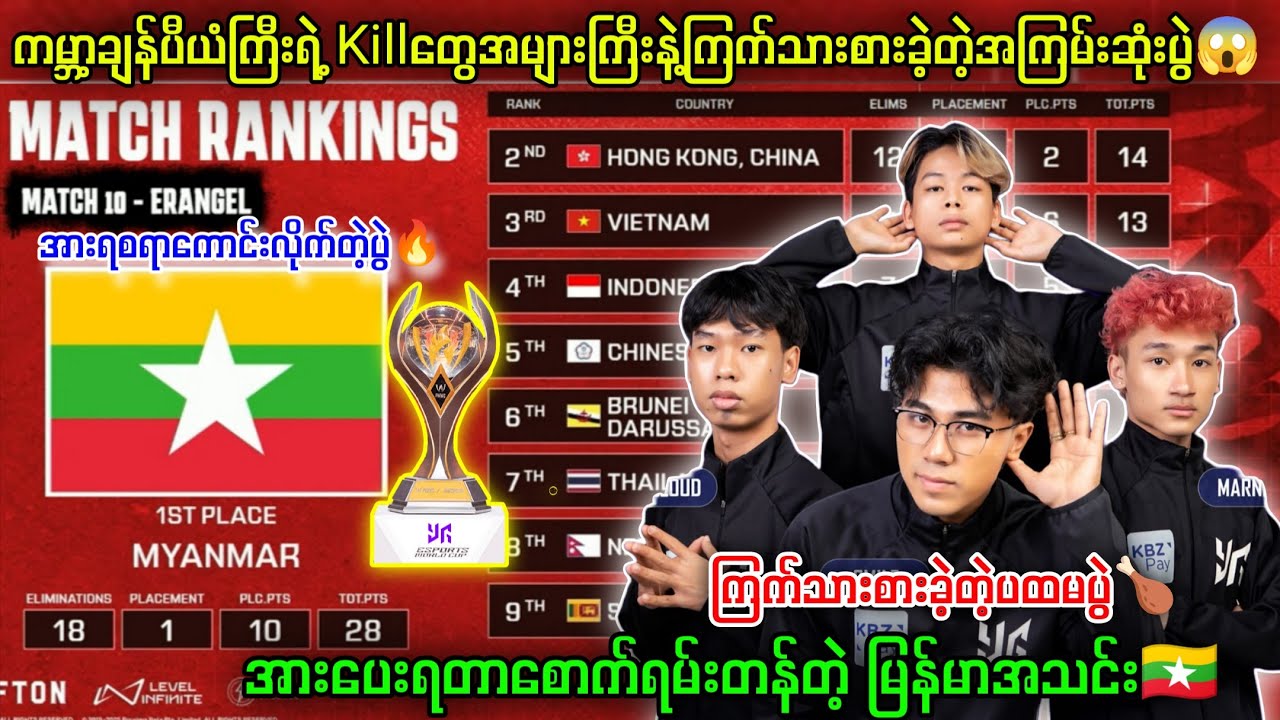 🇲🇲မြန်မာအသင်းက‌တော့ Killတွေအများကြီးနဲ့ကြက်သားစားပြလိုက်ပြီ ပထမပွဲ🔥#pubgmobile #myanmar #ygsmile #yg