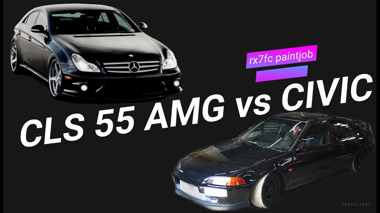 CLS 55 AMG με το CIVIC του Τράκα - & το βάψιμο του RX7 FC