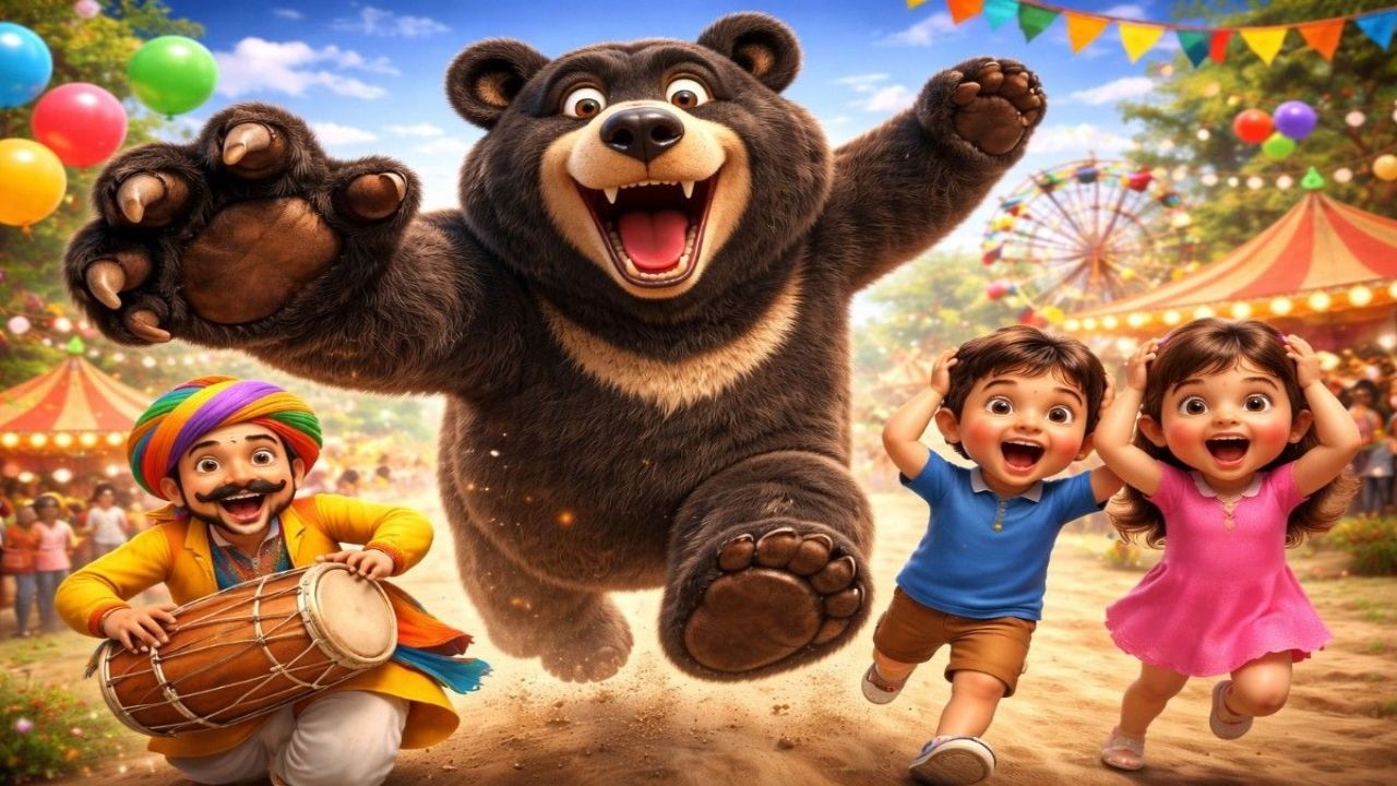 कालू मदारी आया | Kalu Madari Aaya | भालू नाचा 🐻🎪 | Hindi Rhymes for Kids | Kids Cartoon Song