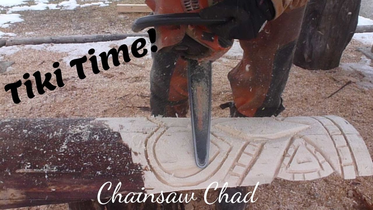 Chainsaw-Carving-A-Tiki-Totem-Pole-Sculpture-Wood Carving!
