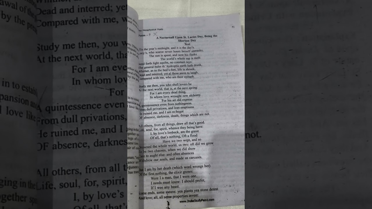 Poem 7 A Nocturnal upon st Louis day being the shortest day  explanation , IGNOU British Poetry 