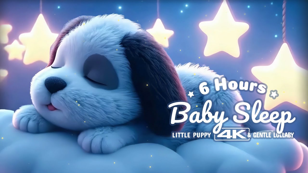 Sleepy Puppy Lullaby (6 Hours) Soft Night Music for Babies | 4K