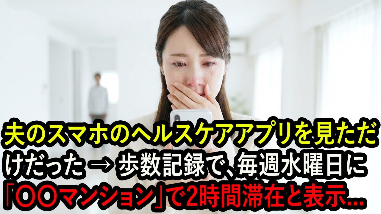 夫のスマホのヘルスケアアプリを見ただけだった → 歩数記録で、毎週水曜日に「〇〇マンション」で2時間滞在と表示